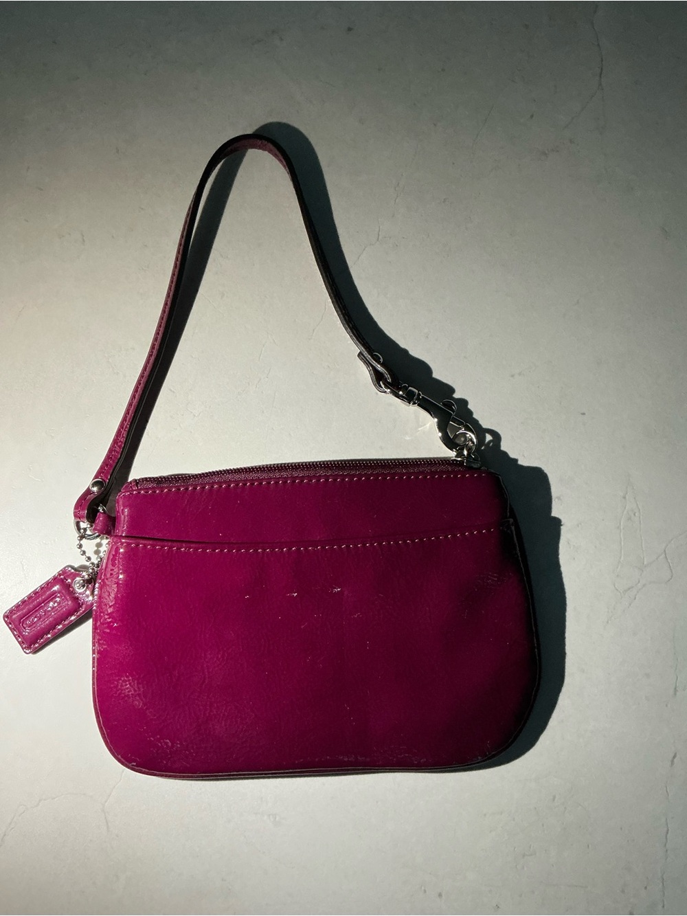 Coach Magenta Patent Leather Wristlet Clutch